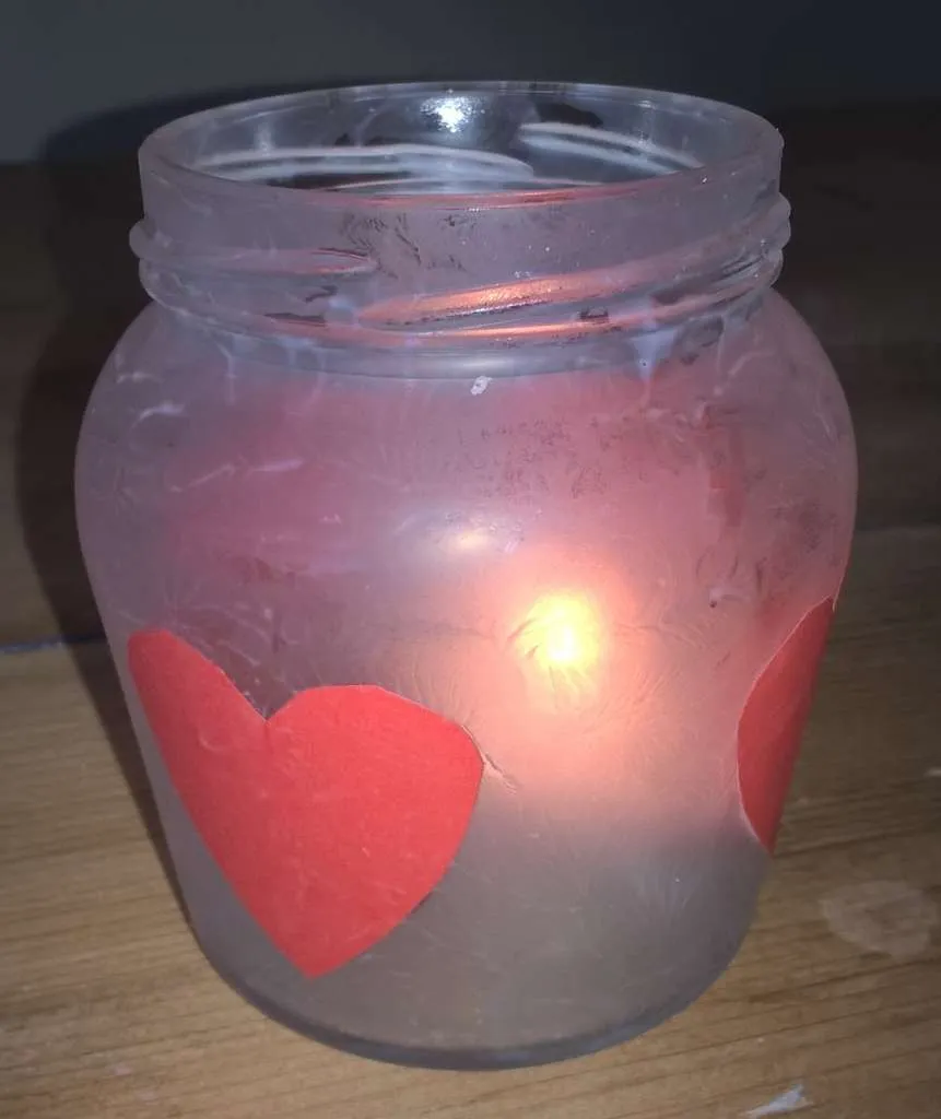 lampion maken glazen potje bestempelen met yoghurt
