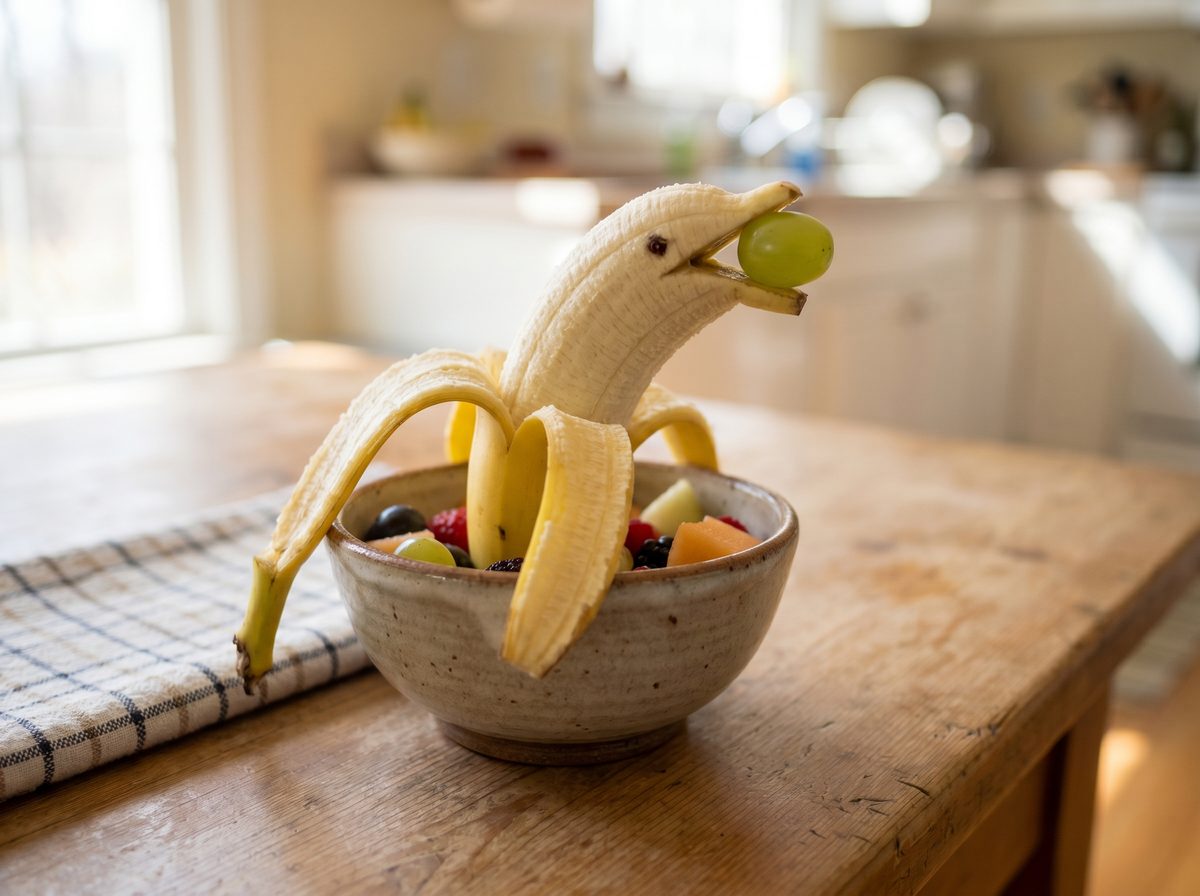 Bananen-dolfijn als gezonde en leuke traktatie voor peuters