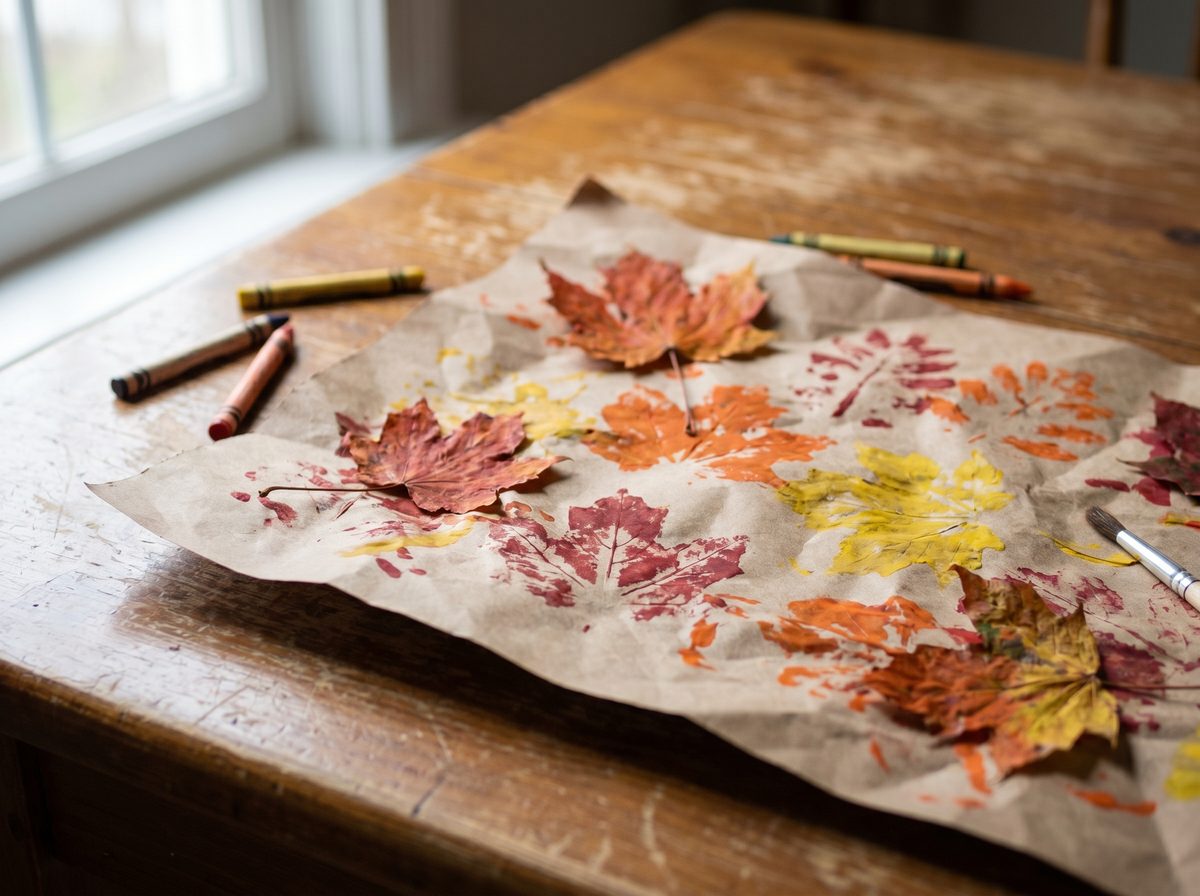 Bladeren stempelen met herfstverf voor peuters en kleuters