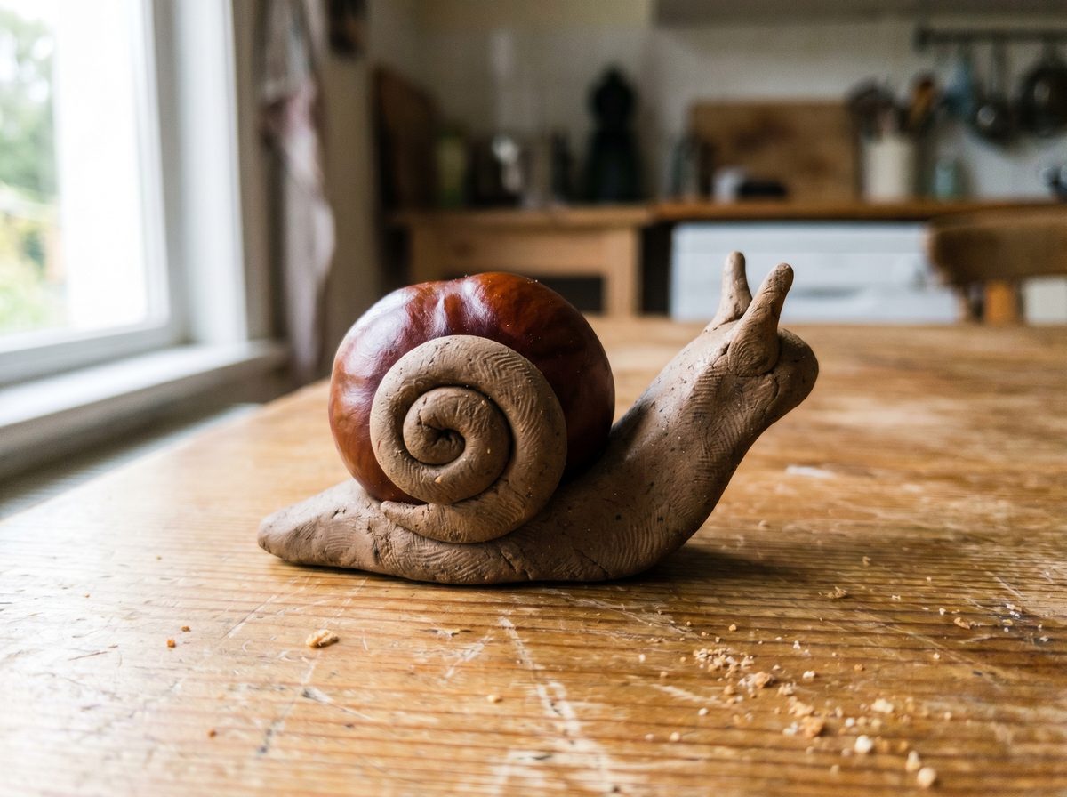 Kastanjeslak knutselen met kleuters van kastanjes en klei