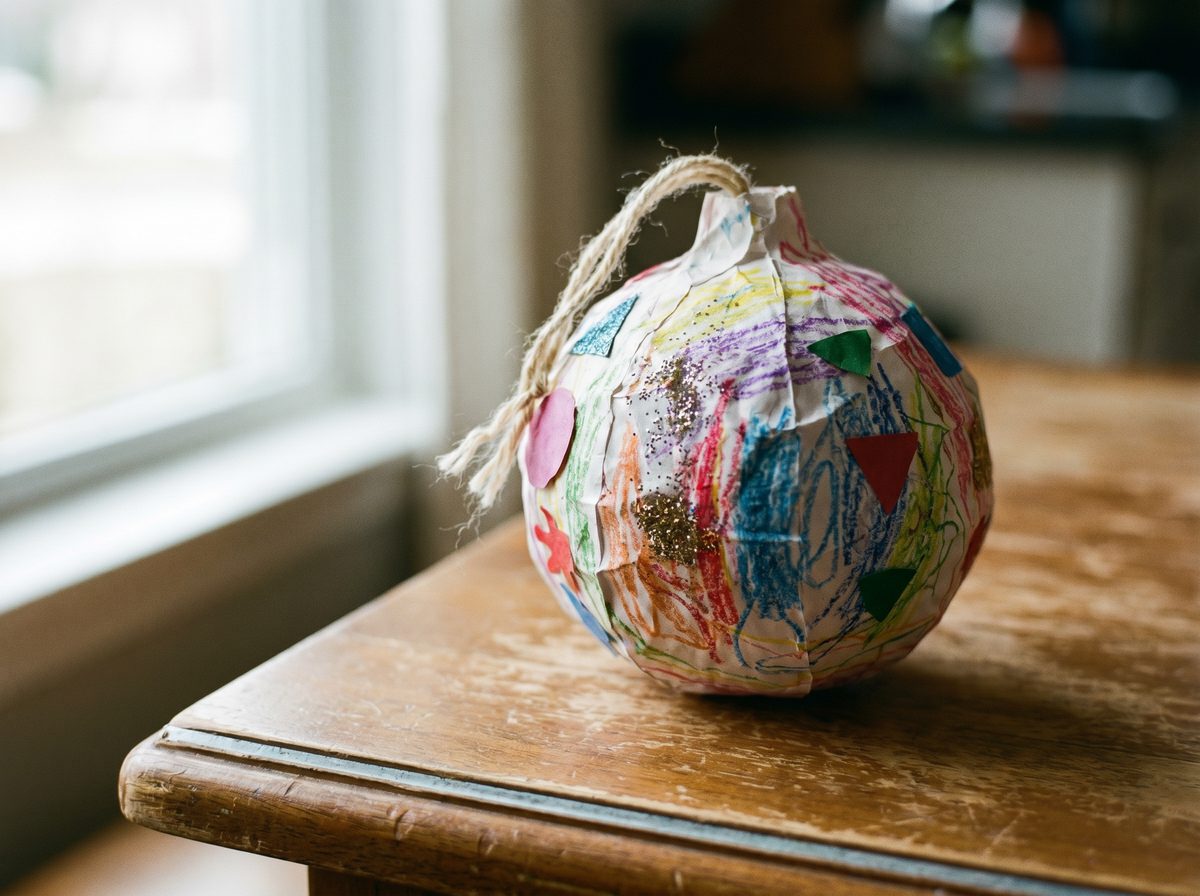 Kerstbal versieren van papier met peuters en kleuters voor kerst knutselen
