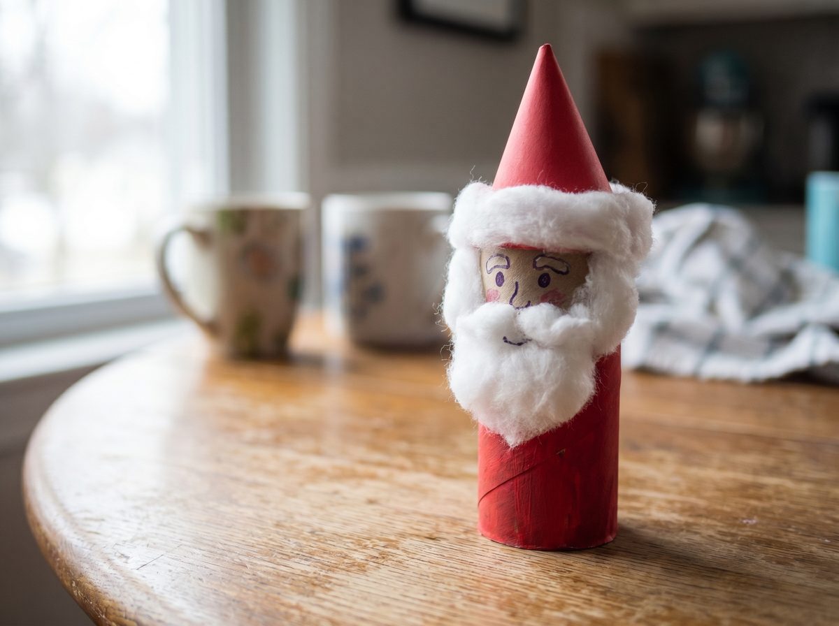 Kerstman knutselen van een wc-rol voor kerst knutselen kleuters