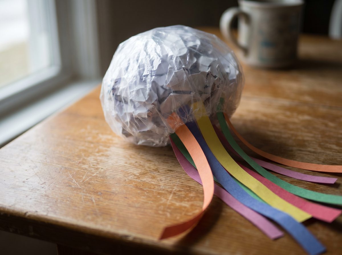 Kwal knutselen van een plastic zakje voor zomer knutselen kleuters
