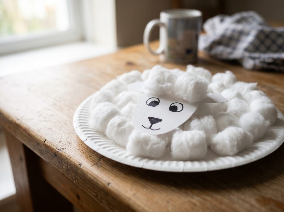 Lammetje knutselen van papieren bordje pasen knutselen peuters kleuters