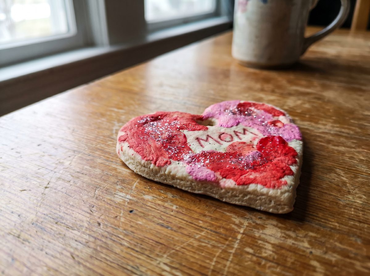 Moederdag knutselen hartje klei zoutdeeg cadeau mama peuter