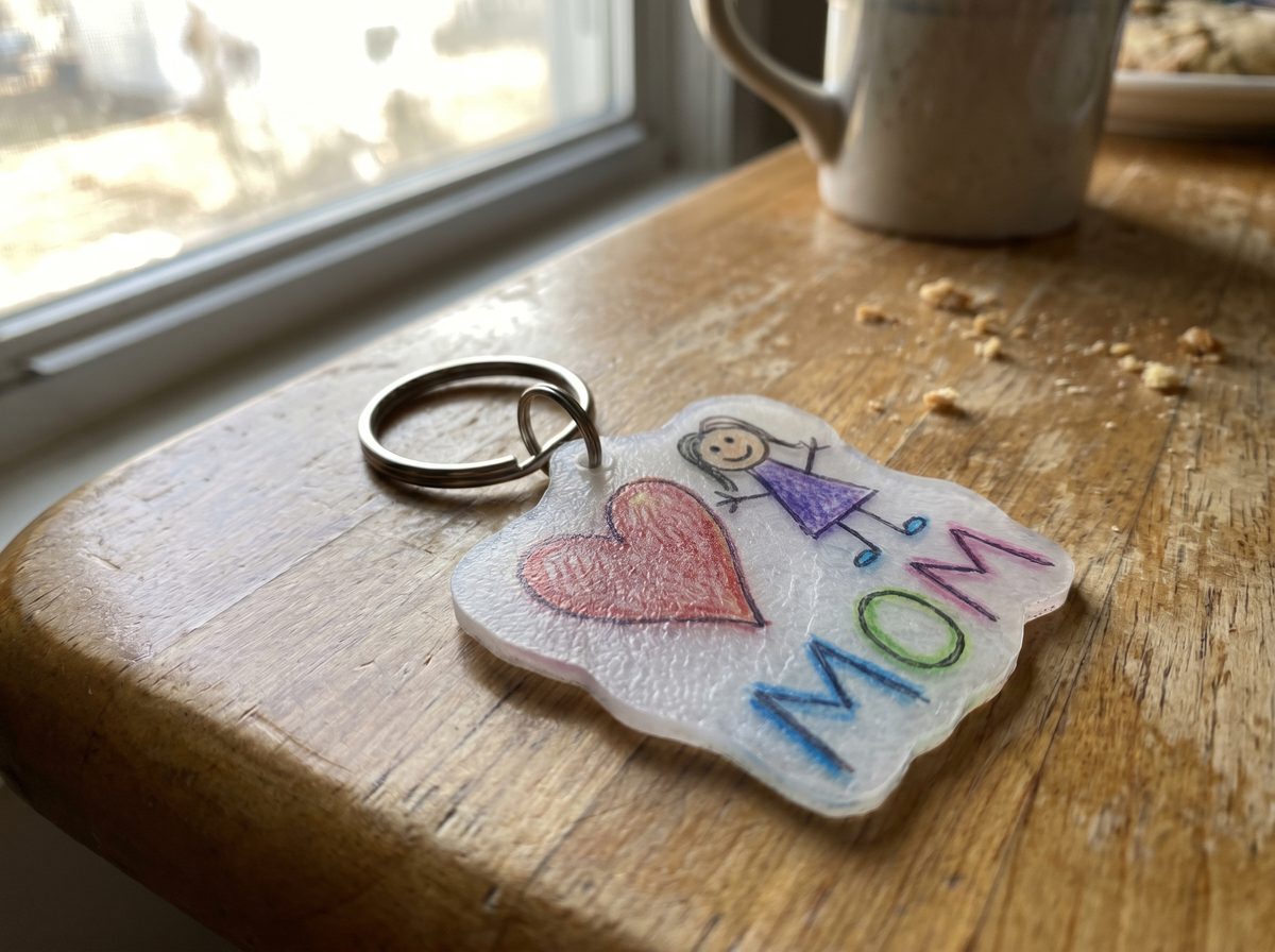 Moederdag knutselen sleutelhanger krimpfolie cadeau mama kleuters groep 3 4