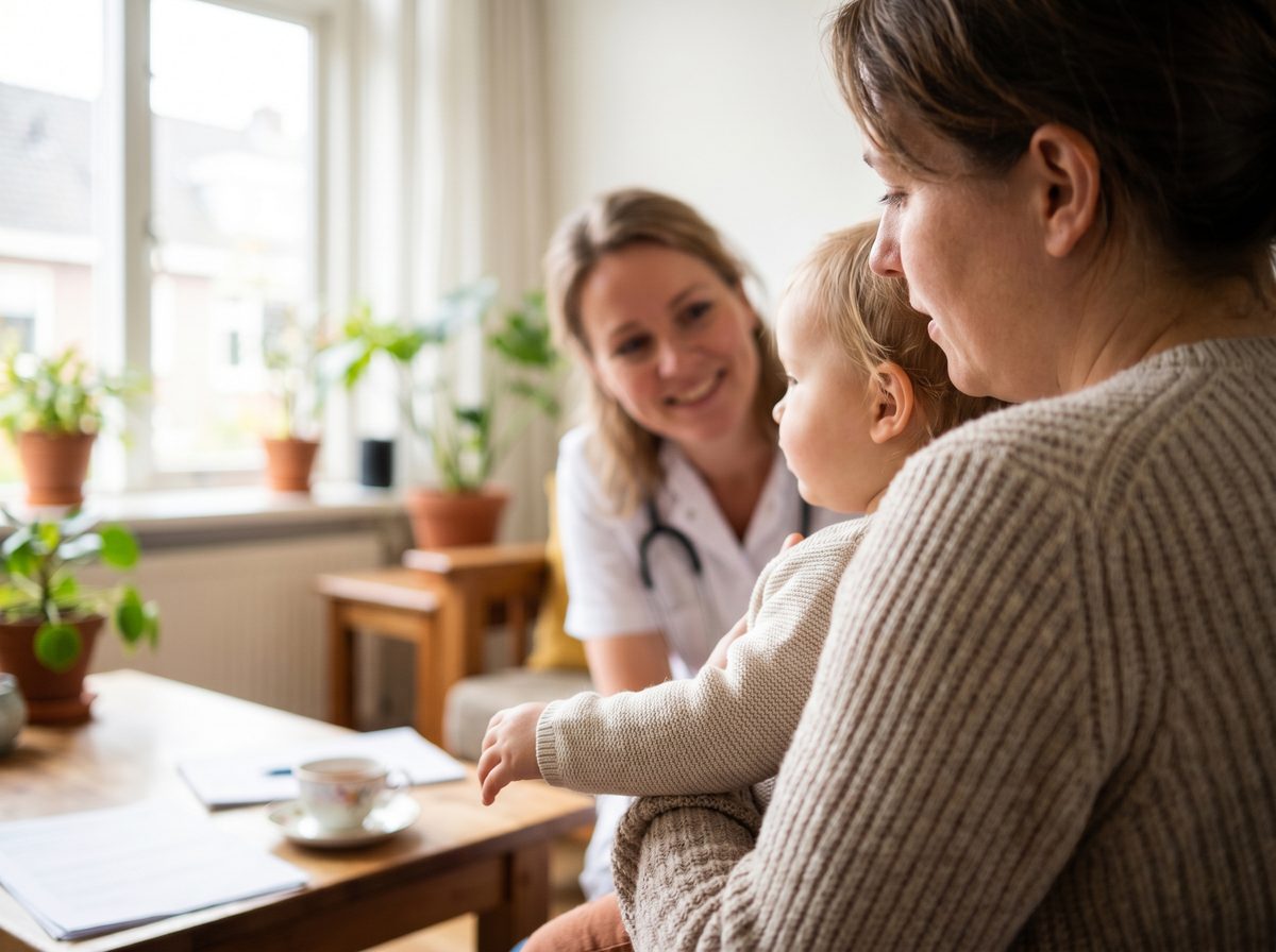Ouder en kind in gesprek met consultatiebureau