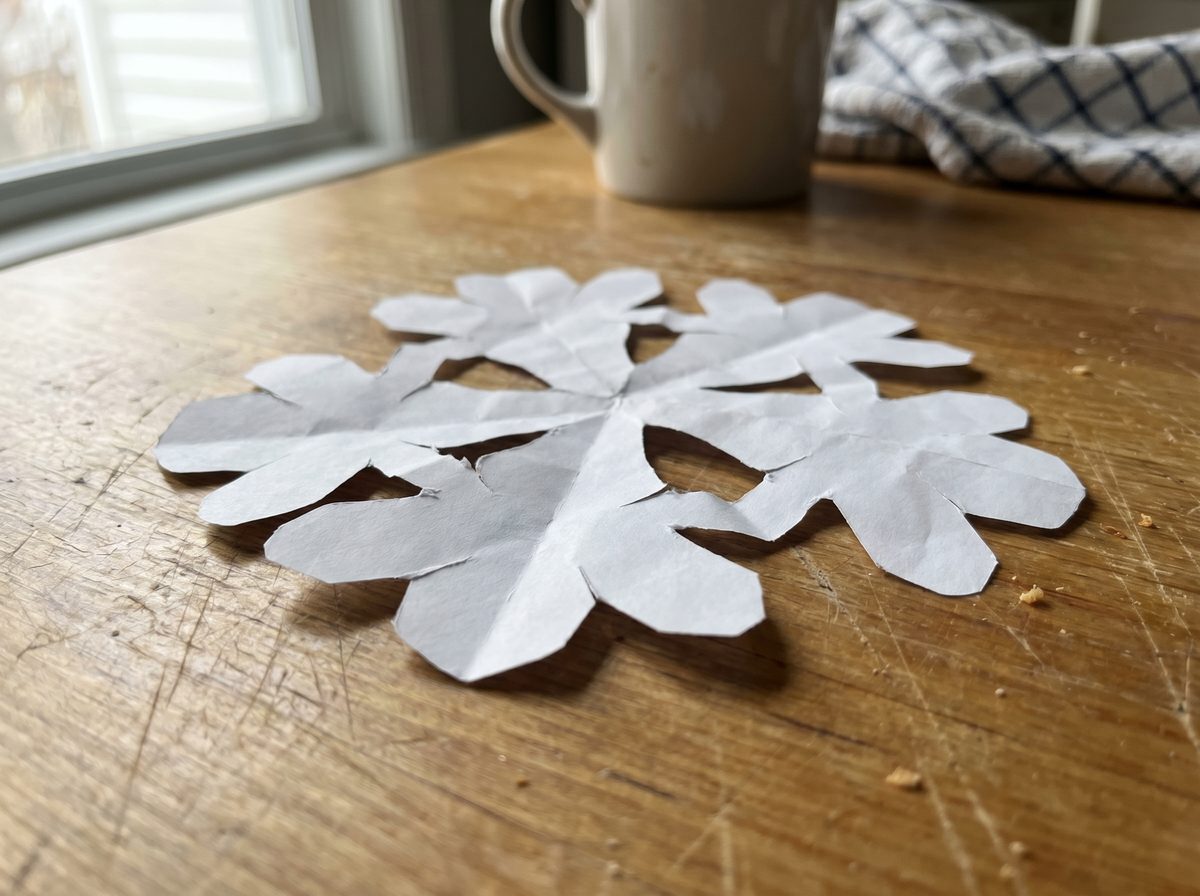 Raamhanger sneeuwvlok knutselen van papier voor kerst
