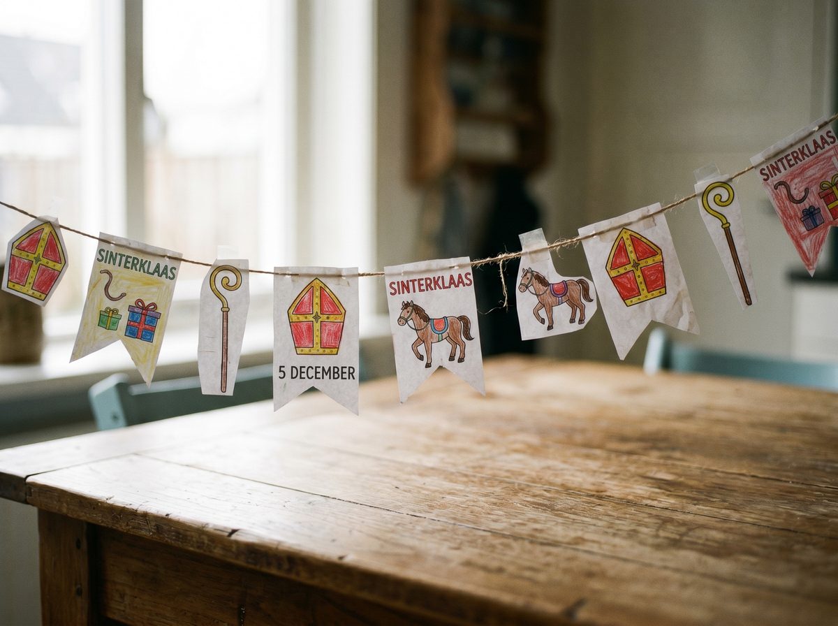Sinterklaas-slinger met vlaggetjes knutselen