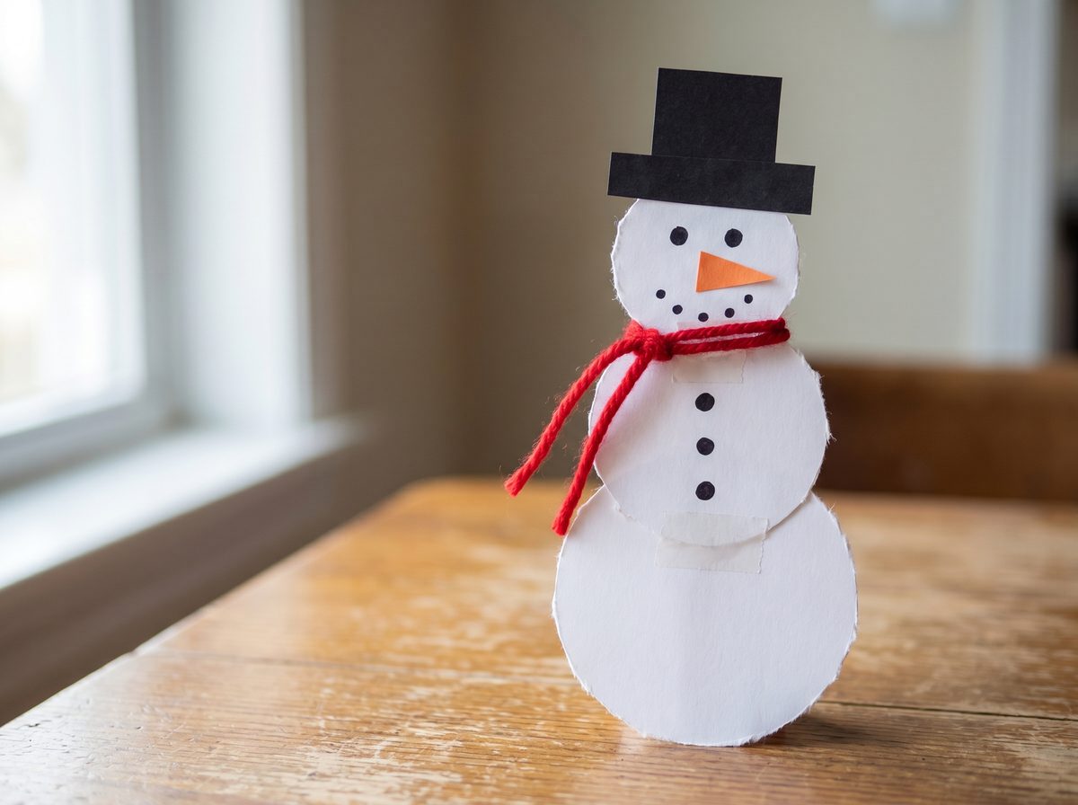 Sneeuwpop knutselen van papier voor kerst knutselen met kleuters