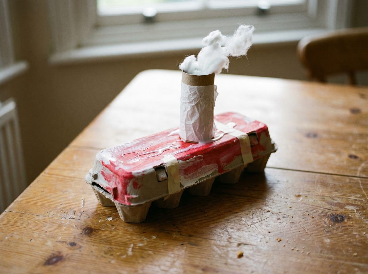 Stoomboot knutselen van een eierdoos voor Sinterklaas