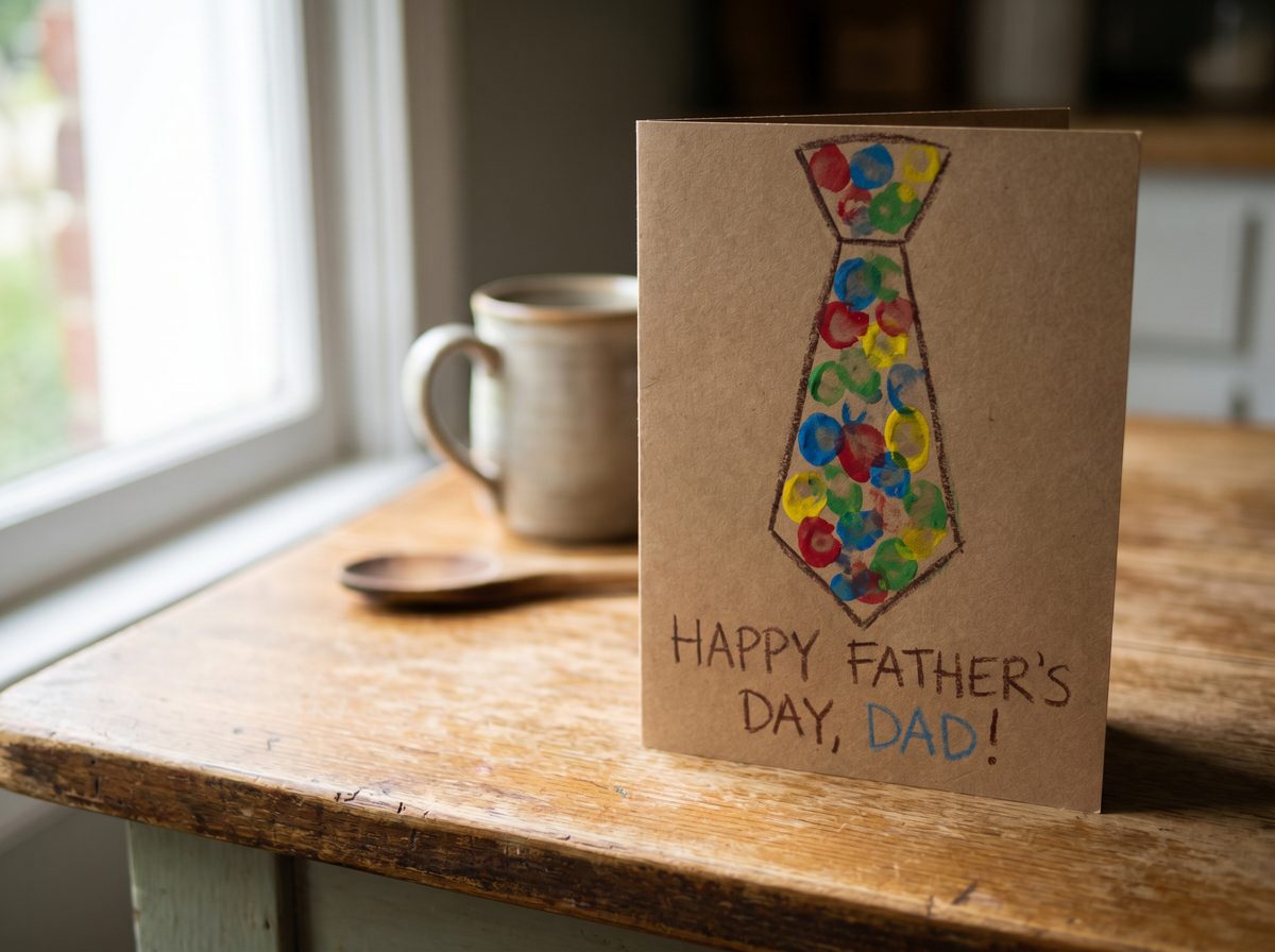 Vaderdag knutselen vingerafdruk stropdas kaart voor papa peuters