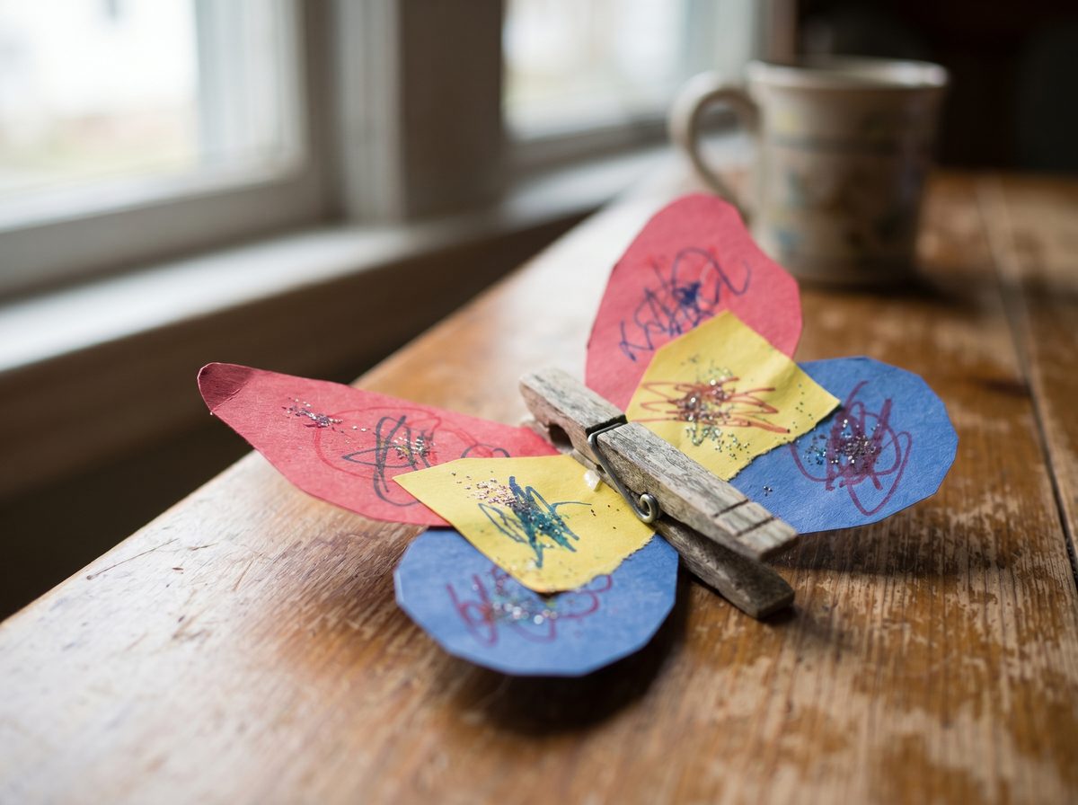 Vlinder knutselen van een wasknijper voor lente thema peuters kleuters