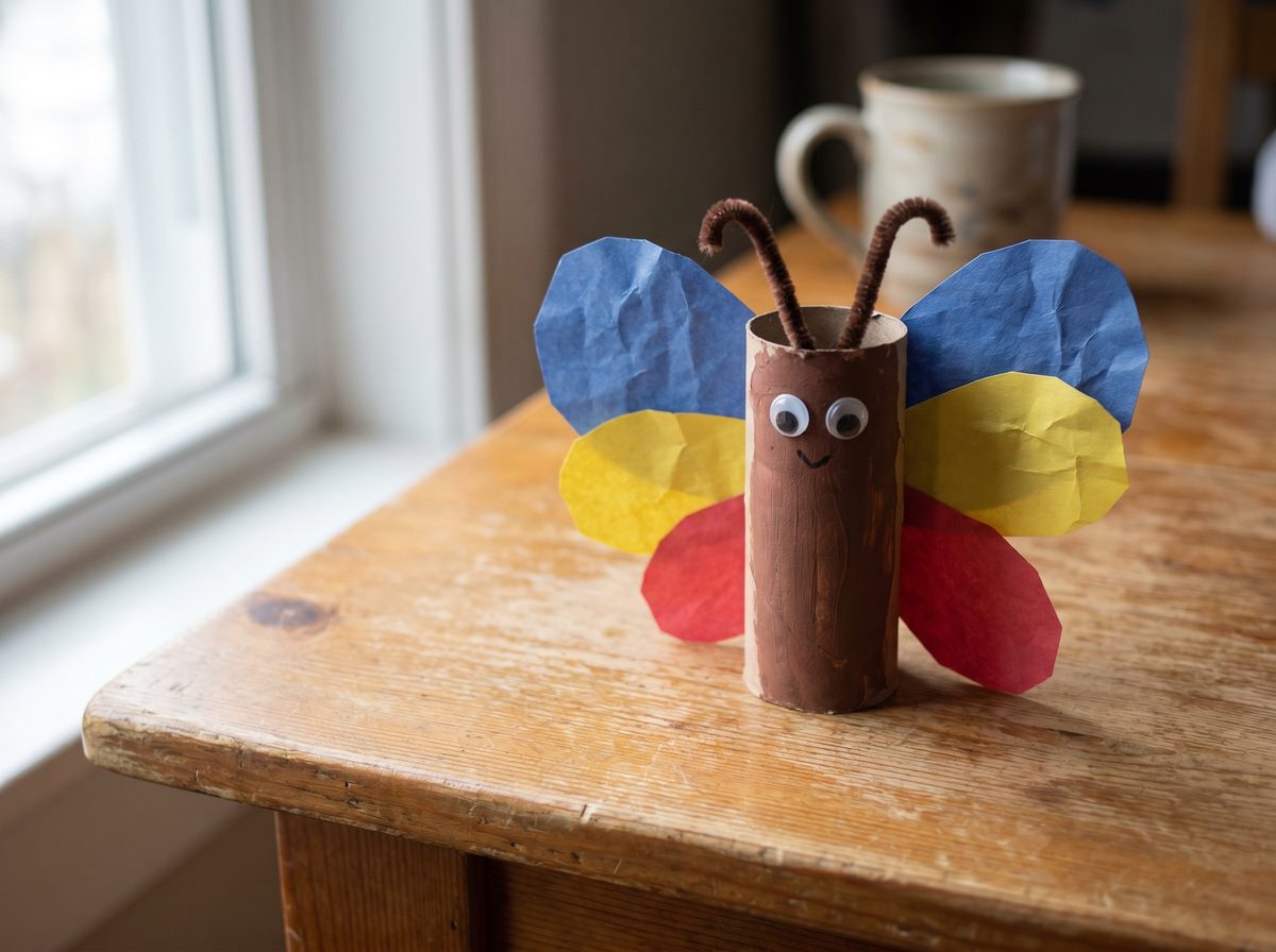 Vlinder knutselen van een wc-rol voor zomer knutselen met kleuters