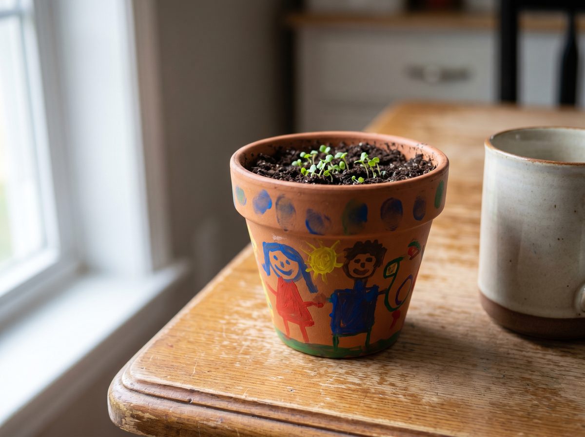 Zaadjes planten en knutselen voor lente peuters kleuters groen bloemenpotje
