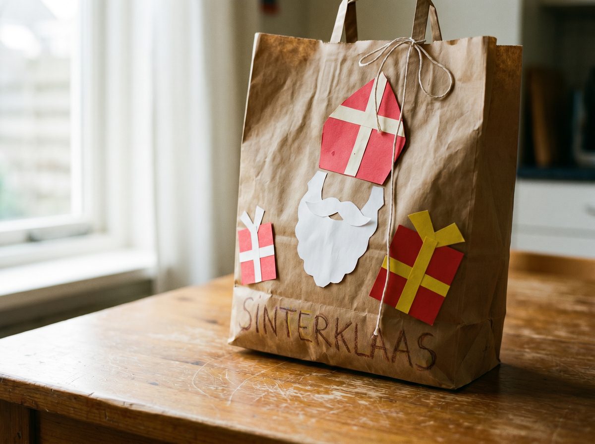 Zak van Sinterklaas knutselen van een papieren zak